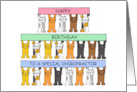 Happy Birthday Chiropractor Cute Cartoon Cats Holding Banners card