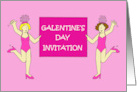 Happy Galentine’s Day Invitation Cartoon Dancing Ladies card