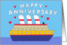 Wedding Anniversary Congratulations Romantic Cartoon Cruise Ship card