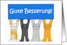 German Get Well Soon Gute Besserung Cartoon Cats card