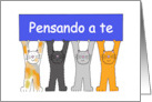 Italian Thinking of You Pensando a te Cartoon Cats Holding a Banner card