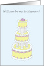 Will you be my Bridesman Stylish Pastel Colored Cake card