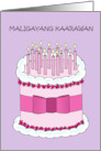 Filipino Happy Birthday Maligayang Kaarawan Cartoon Cake & Candles card