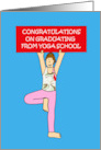 Yoga School Graduate Congratulations Cartoon Lady Holding a Banner card