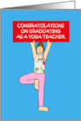 Yoga Teacher Graduate Congratulations Cartoon Lady with Banner card