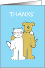 Thanks to a Great Roommate Cute Cartoon Cat and Dog card