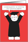 Doctoral Degree Congratulations Cartoon Cat in Graduation Outfit card