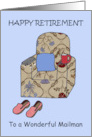 Happy Retirement to Mailman Cartoon Armchair and Slippers card