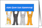 German Name Day Cute Cartoon Cats Holding Up a Banner card