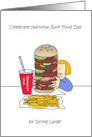 National Junk Food Day July 21st Lady with Giant Burger Meal card