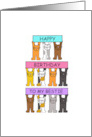 Happy Birthday to my Bestie Cartoon Cats Holding Up Banners card