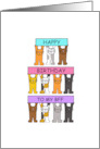 Happy Birthday to My BFF Cute Cartoon Cats Holding Banners card