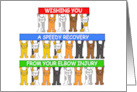 Speedy Recovery from Elbow Injury Cartoon Cats Holding Banners card