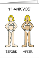 Thank You to Spray Tan Technician Fun Cartoon card