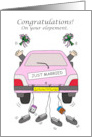 Gay Male Couple Elopement Congratulations Cartoon Car card