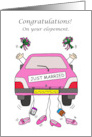 Gay Female Couple Congratulations on Your Elopement Cartoon Car card