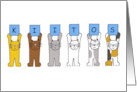 Thank you in Finnish Kiitos Cartoon Cats Holding Up Letters card