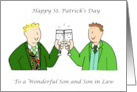 Happy St. Patrick’s Day Son and Son in Law Cartoon Couple card