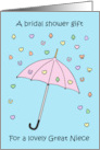 Bridal Shower Gift for Great Niece Pretty Umbrella and Confetti card