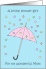 Bridal Shower Gift for Mom Pretty Cartoon Confetti and Umbrella card