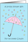 Bridal Shower Gift for My Cousin Cartoon Unbrella and Confetti card