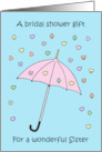 Bridal Shower Gift for My Sister Pretty Umbrella and Confetti card