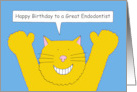 Happy Birthday Endodontist Cartoon Smiling Cat card