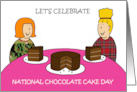 National Chocolate Cake Day January 27th Cartoon Ladies and Cake card