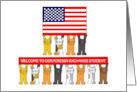 Welcome to Our Foreign Exchange Student USA Flag and Cats card