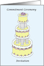 Commitment Ceremony Invitation Stylish Cake. card