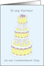 To Partner on Commitment Day Stylish Cake Illustration card