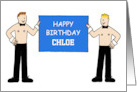 Cartoon Sexy Topless Waiters Birthday Fun to Personalize any Name card
