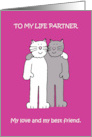 Life Partner Love and Romance Cute Cartoon Cats card