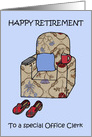 Happy Retirement for Office Clerk, Cartoon Armchair. card