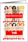 Sexy Cartoon Burlesque Ladies Valentine for Him to Customize Any Name card