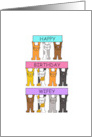 Happy Birthday Wifey Cute Cartoon Cats Holding up Banners card