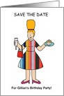 Save the Date for Birthday Party to Personalize, Cartoon Lady. card