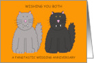 Halloween Wedding Anniversary Cute Cartoon Cats with Fangs card