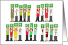 Happy Xmas From Our Team Cartoon Office Workers in Santa Hats card