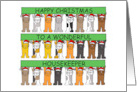 Happy Christmas Housekeeper Cartoon Cats in Santa Hats card