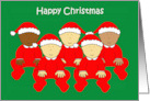 Happy Christmas Daycare Assistant Cute Cartoon Babies in Fun Outfits card