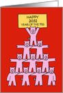 Chinese New Year of the Pig 2031, Fun Cartoon Piglets. card