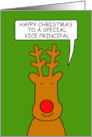 Happy Christmas Vice Principal Cute Cartoon Reindeer card