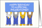 Phlebotomist Happy Birthday Cartoon Cats earing Scrubs card