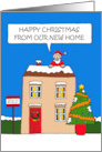 Happy Christmas from Our New Home Cute Cartoon Festive House card