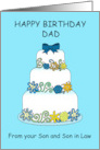 Happy Birthday Dad from Son and Son in Law Cake and Candles card