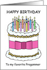 Happy Birthday Programmer, giant cake. card