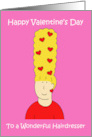 Happy Valentine’s Day for Hairdresser Cartoon Beehive Hair Lady card