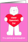 Valentine for Granddaughter Cute Cartoon White Kitten with a Heart card