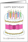 Happy Birthday to Wonderful Volunteer Cake and Candles card